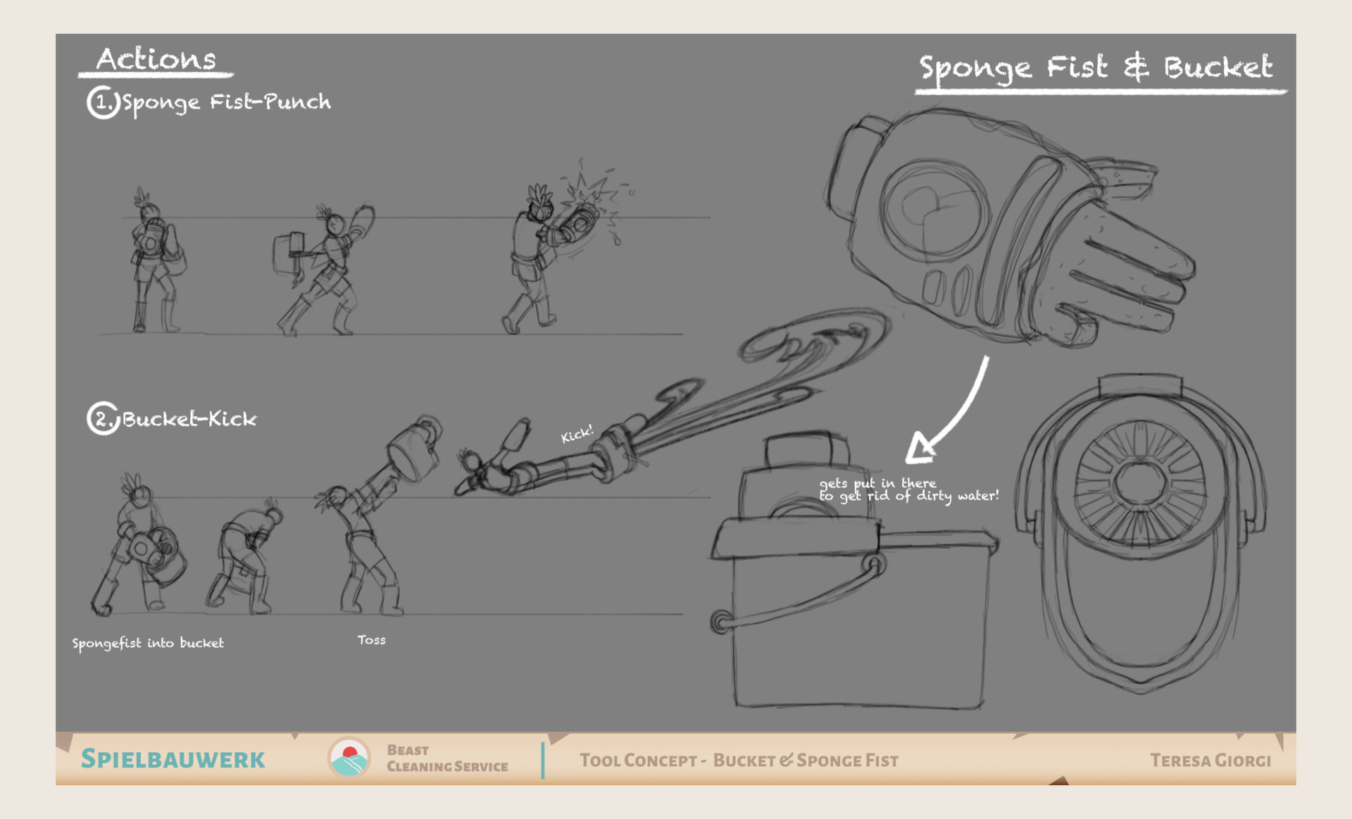 Concept art bucket sponge fist